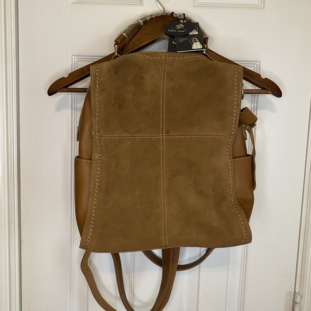 Moda Luxe Brette Backpack Suede Leather Tan Crossbody NEW